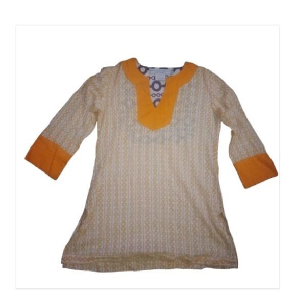 Gretchen Scott orange/ white cotton top - Picture 1 of 8